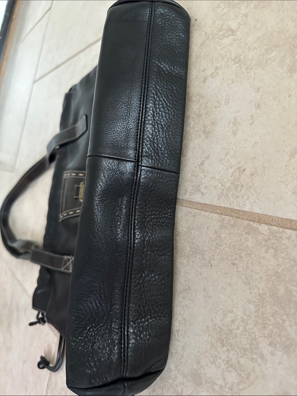 Vintage 1990s Zenith Italian Full-grain Leather Black shoulder/tote bag -NICE - Picture 10 of 16